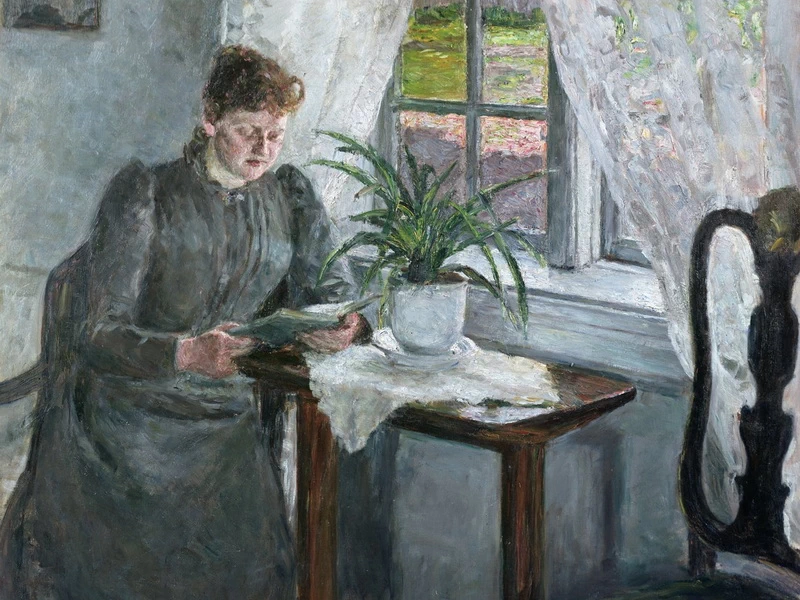 1860-Signe Scheel - Interno con donna che legge